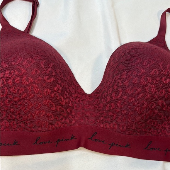 PINK Victoria's Secret Wear Everywhere, Burgundy Lace Animal Print Bra, 36DD - Picture 4 of 10